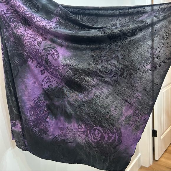 Vintage Whimsigoth Black Purple Vest Flocked Sheer Velvet Tie Dyed Roses L XL - Picture 4 of 14